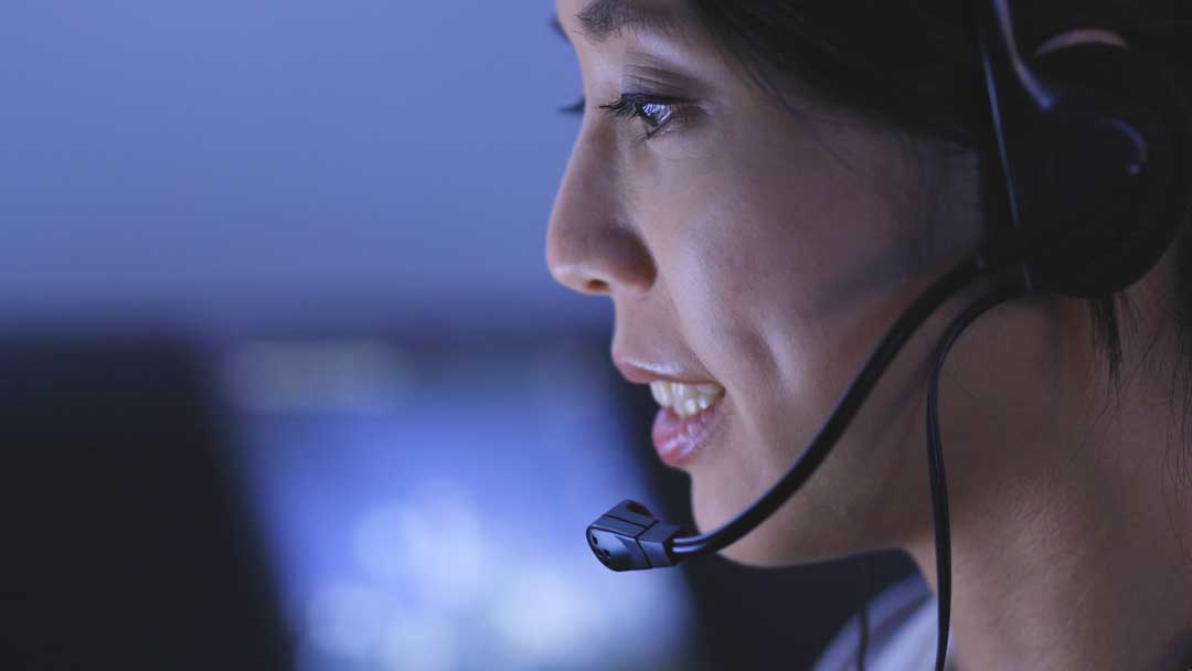 woman customer services working at night 24 hours